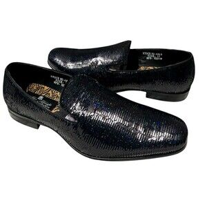 After Midnight Men's Sequins Glitter Blue Black  Loafer Party Dress Shoes 13